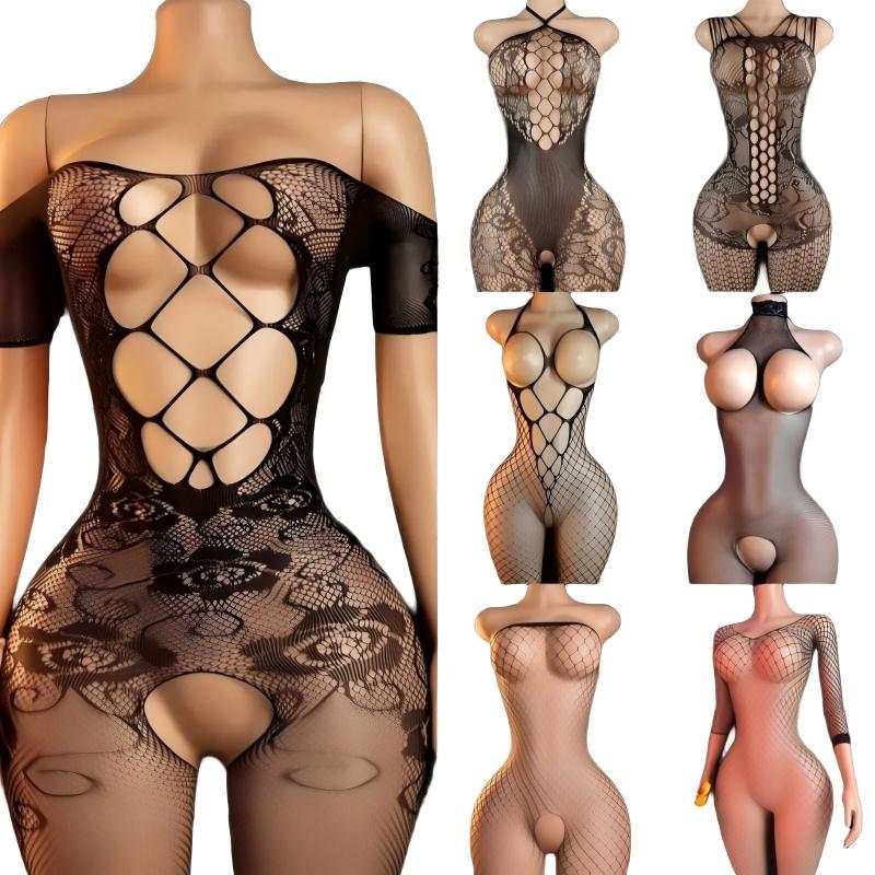 Bodystocking Fishnet - Conjunto de lencería erótica para mujer,